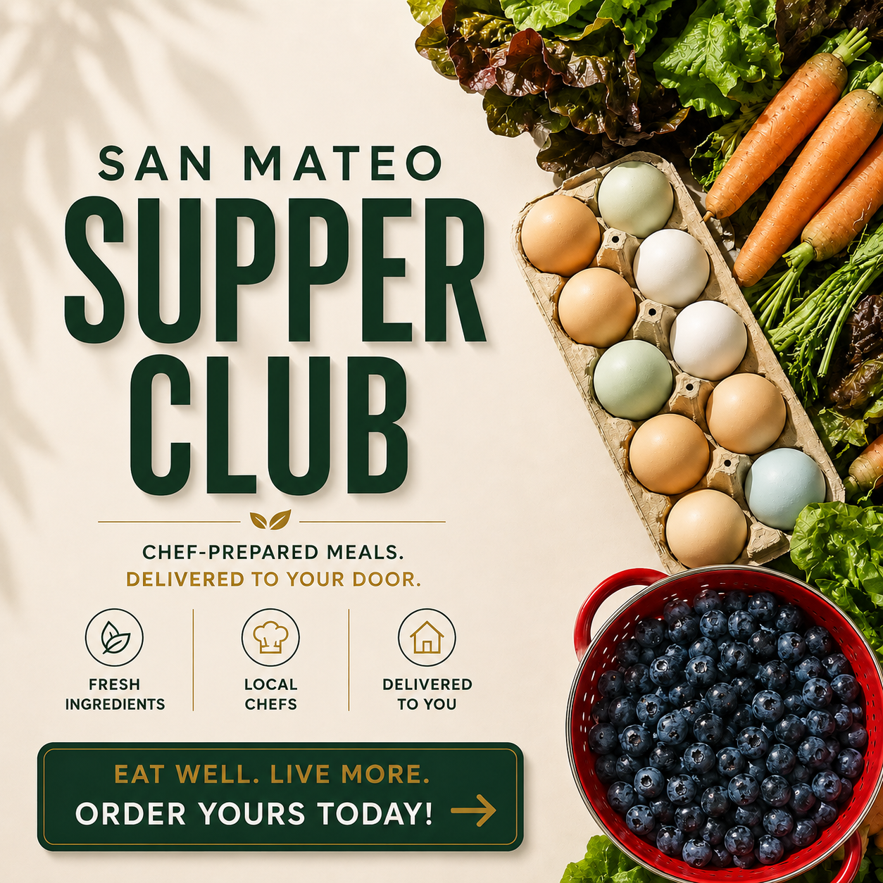 San Mateo Supper Club Facebook ad: Wholesome Meals, Delivered.