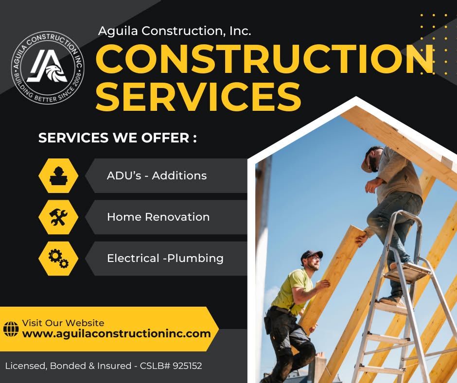 Aguila Construction, Inc. Facebook ad: General Contractor