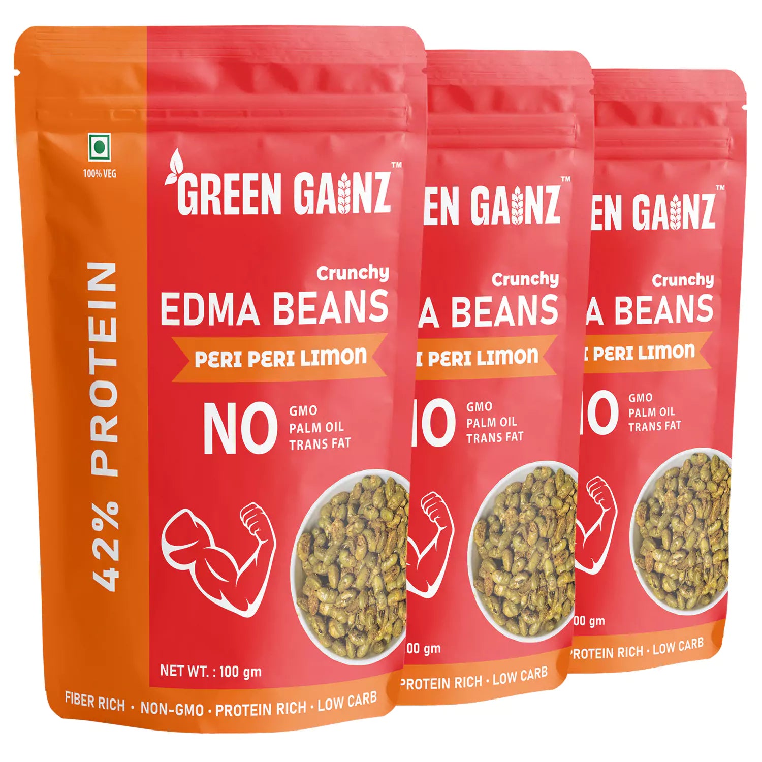 Green Gainz Facebook ad: Protein With Crunch