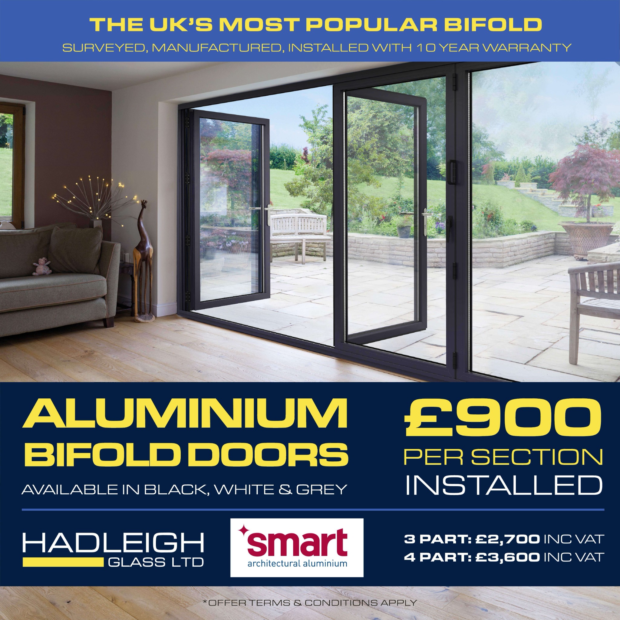 Hadleigh Glass Facebook ad: Bi-Fold Door Offer