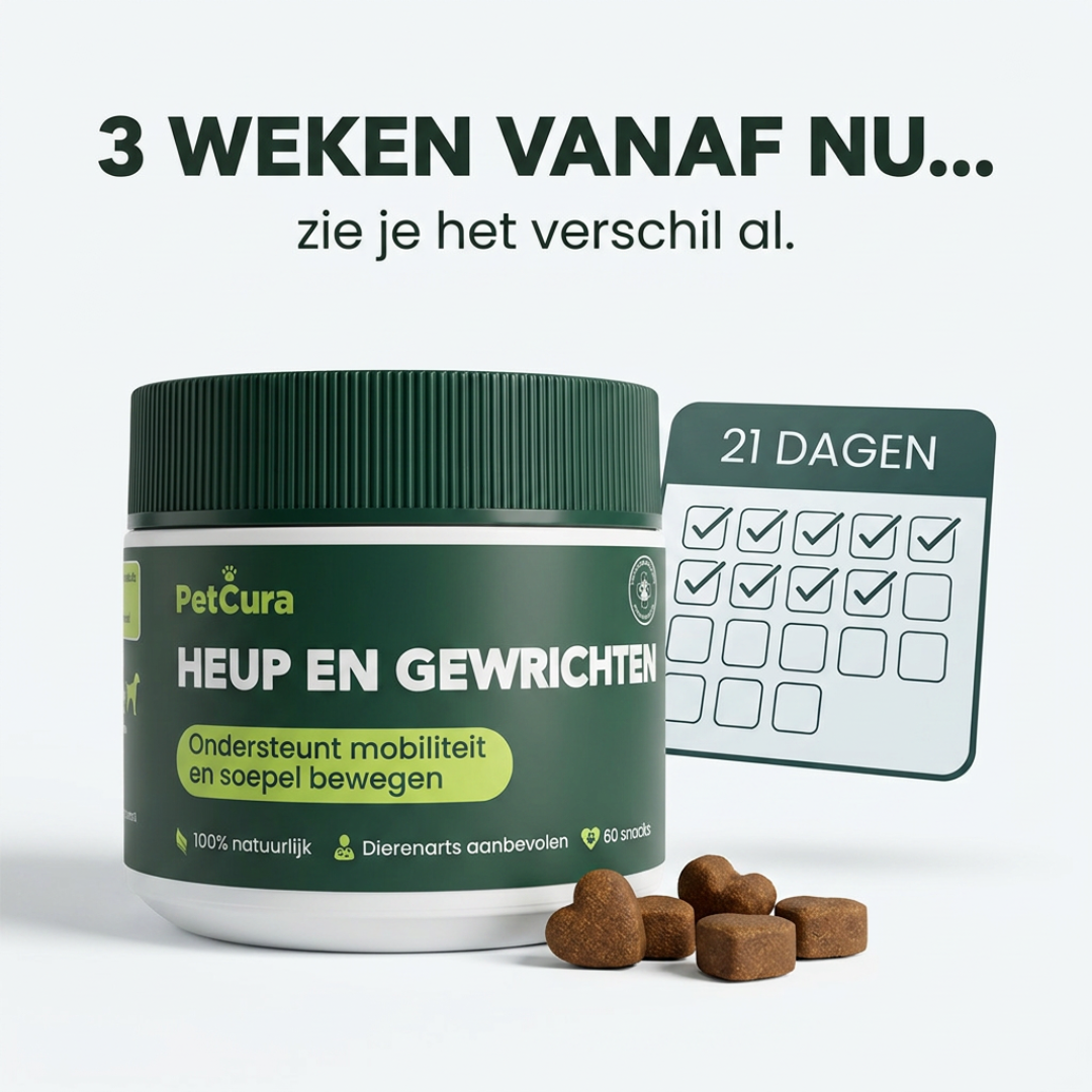 Petcura Facebook ad: Zie je hond weer bewegen zoals vroeger, al binnen 3 weken