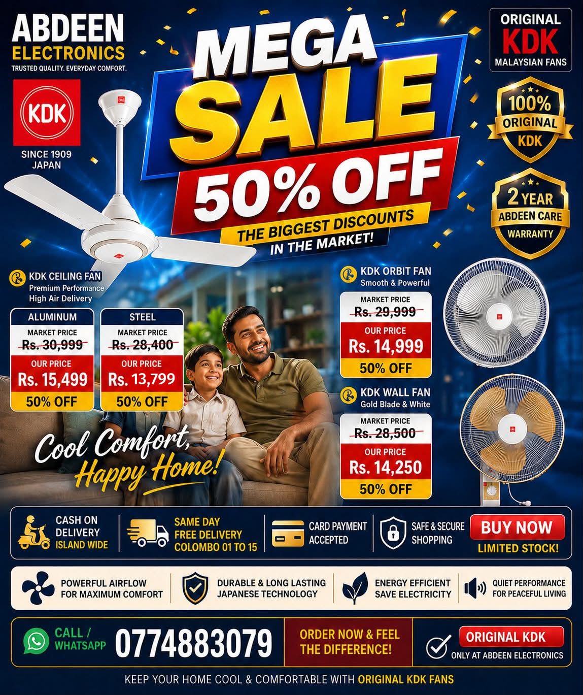 Abdeen Electronics Facebook ad: ABDEEN ELECTRONICS, ORIGINAL KDK MALAYSIAN FANS