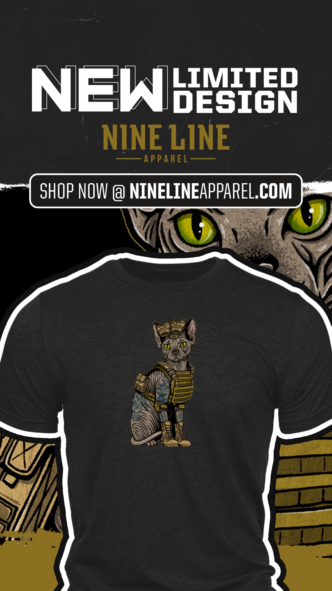 Nine Line Apparel Facebook ad: Nine Lives. Zero Fear.