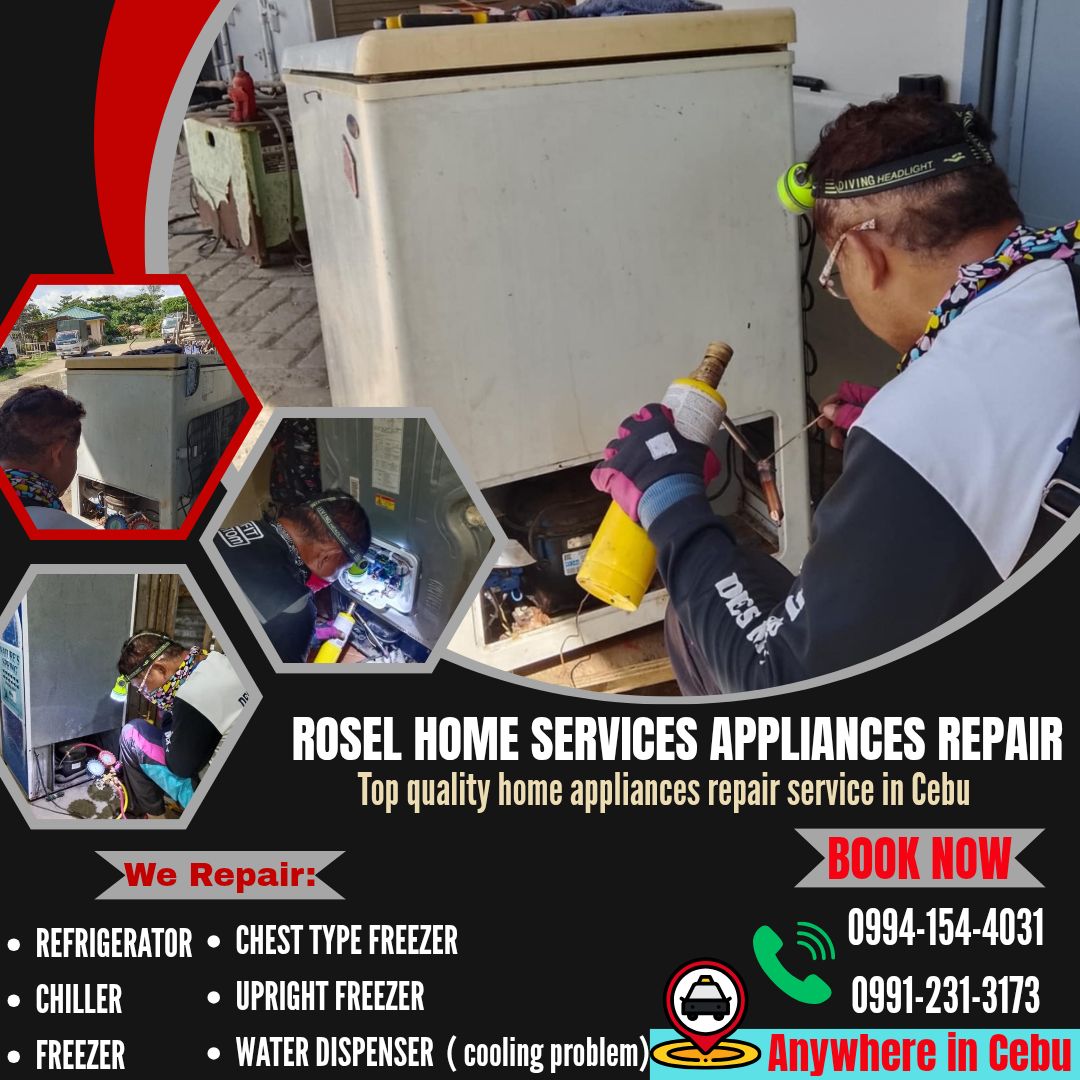 Rosel Home Service Appliances Repair Facebook ad: MUAYO KO'G GUBA NGA MGA REFRIGERATOR, FREEZER, CHILLER