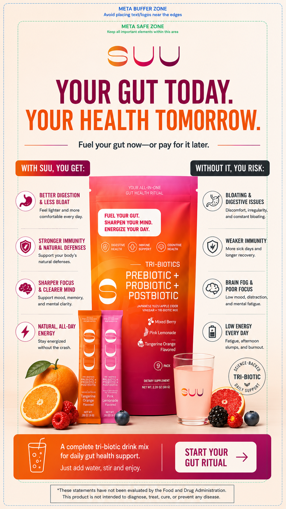 Suu Facebook ad: Gut Health in One Daily Drink