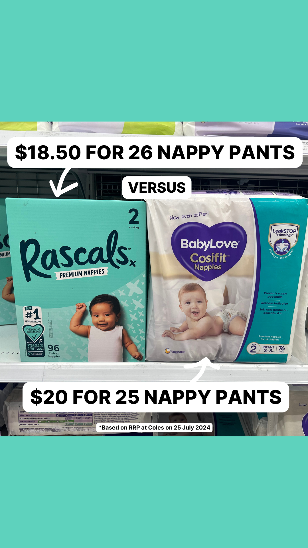 Rascals Facebook ad: Affordable, Award-Winning Nappies