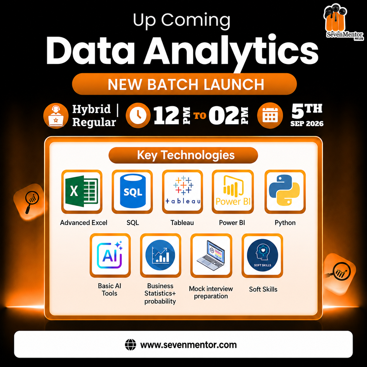 SevenMentor IT Courses Facebook ad: Master Data Analyst With AI In Just 6 Months!