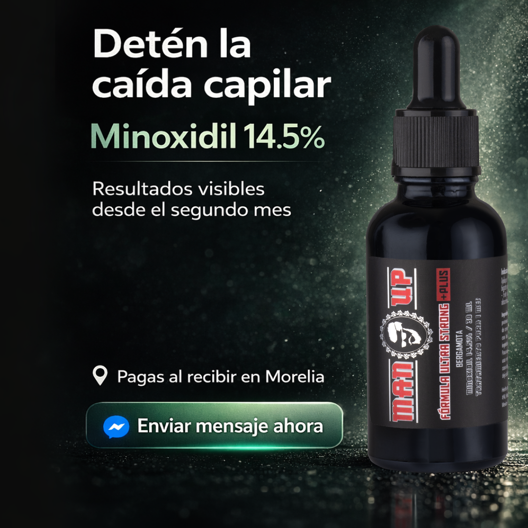 Man Up Mx - Cosmeticos Facebook ad: MINOXIDIL 14.5%