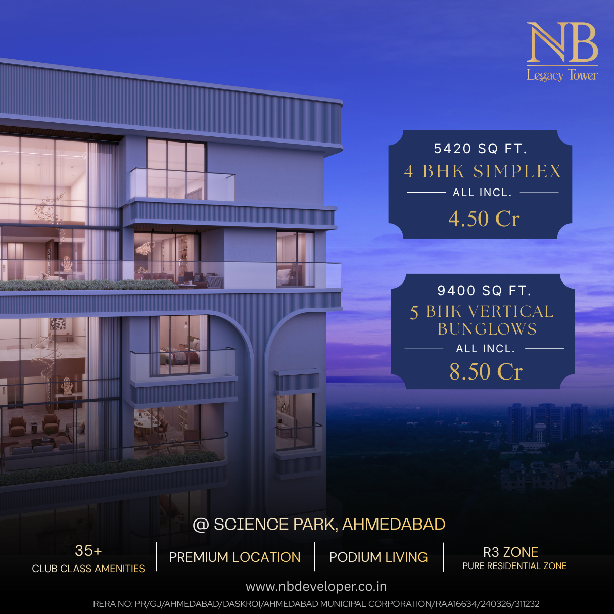 NB Developer Facebook ad: Luxury has a new address: NB Legacy Tower.