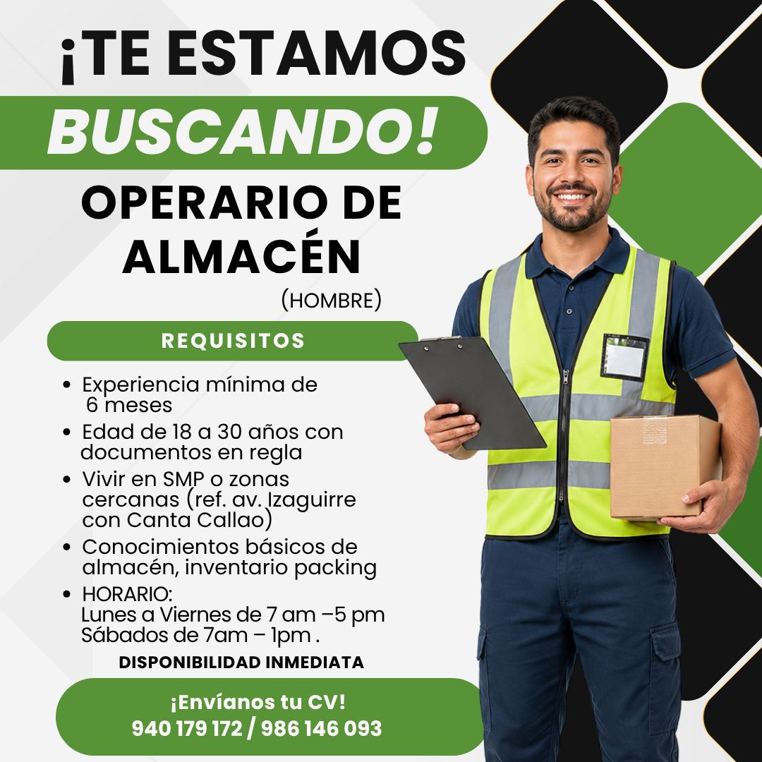 Nutracorp Facebook ad: OPERARIO DE ALMACÉN, NUTRASTEVIA EIRL