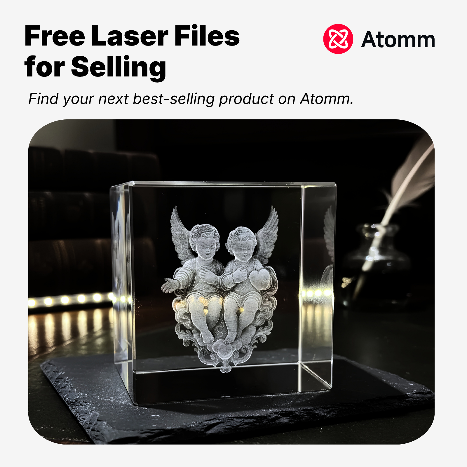 Atomm Facebook ad: Laser-engraved crystal gifts are selling on Etsy.