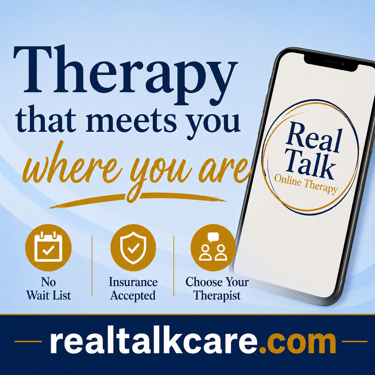 RealTalk Online Therapy Facebook ad: Proudly providing Online Counseling Services for clients…