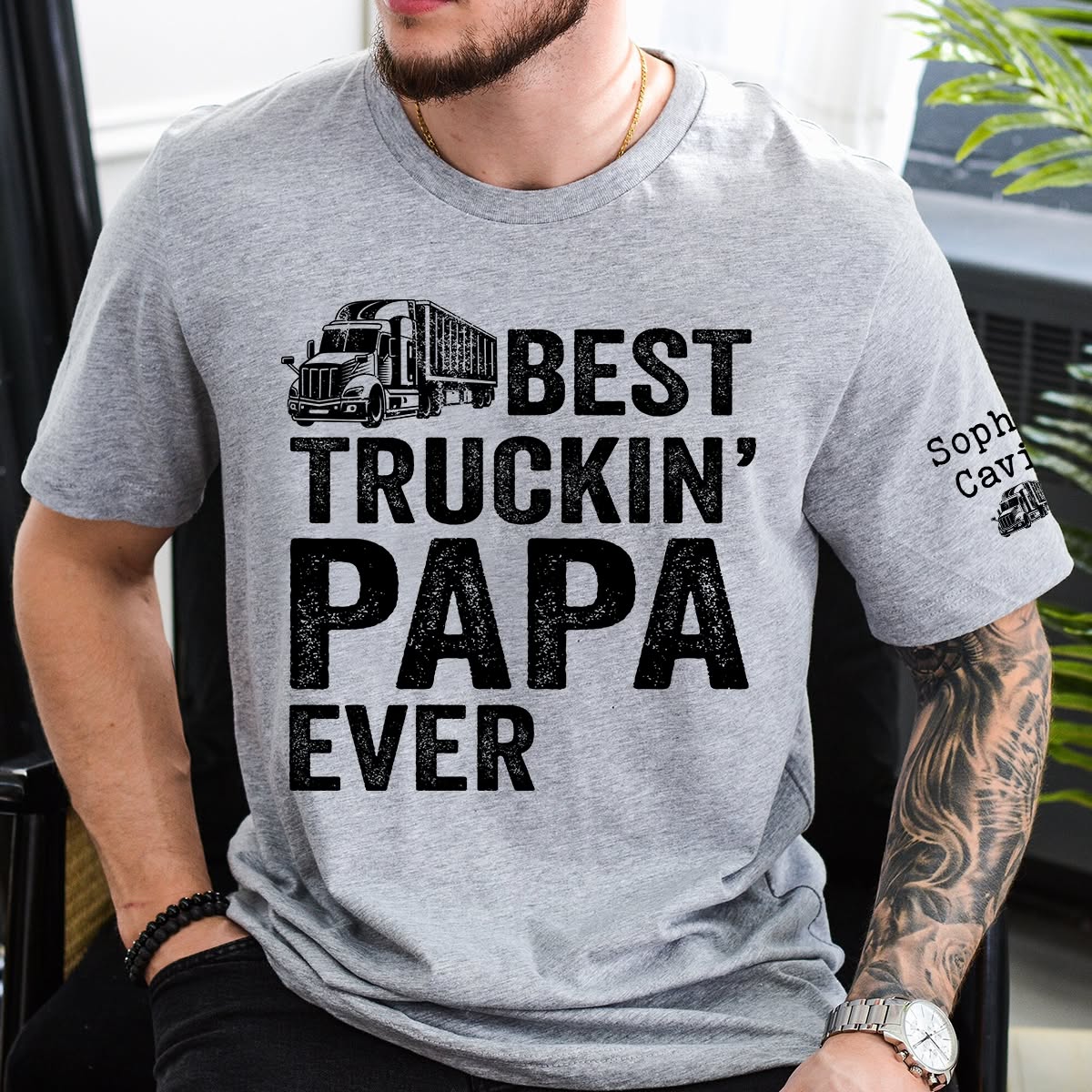 Giantbighands - Embroidered Gifts Facebook ad: Best Truckin' Papa Ever Shirt Custom Truck Driver Papa…