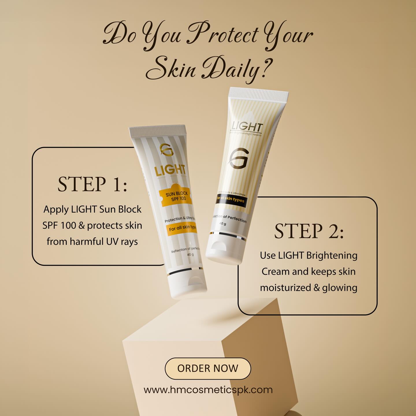 HM Cosmetics Facebook ad: Sun protection + instant glow?