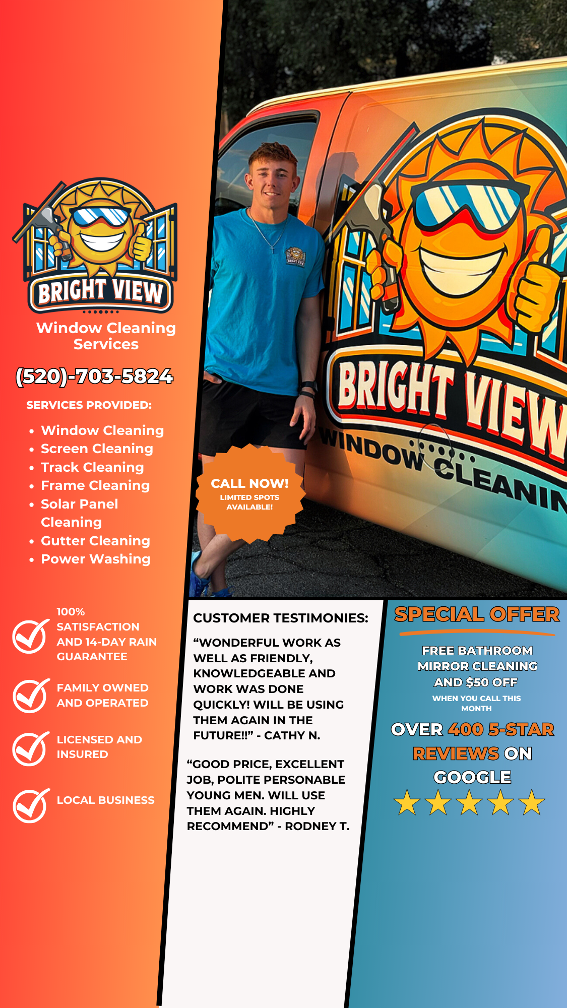 Bright View Window Cleaning Facebook ad from Jun 12, 2025