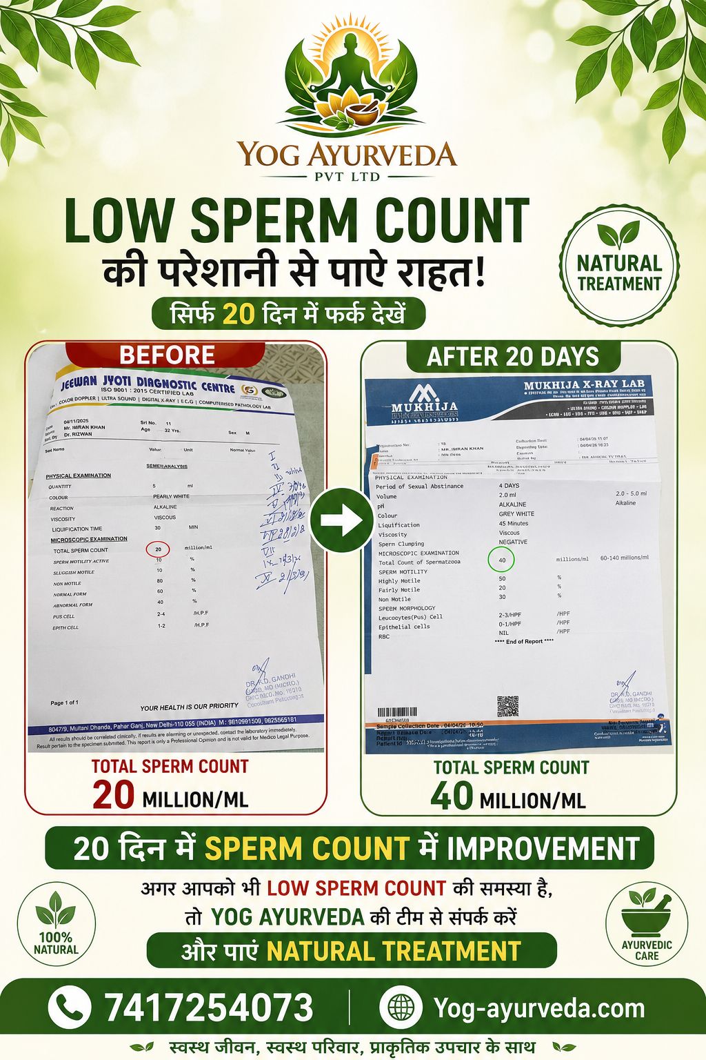 Yog Ayurveda Herbs Facebook ad: Low Sperm Count की परेशानी से पाए राहत!