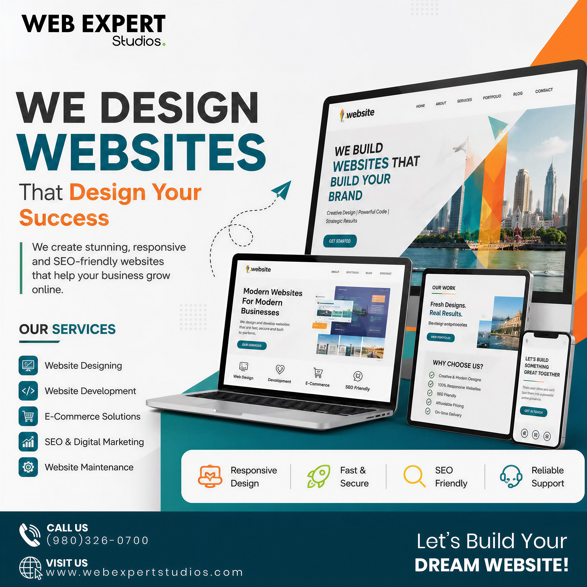 Web Expert Studios Facebook ad: Build Your Dream Website Today