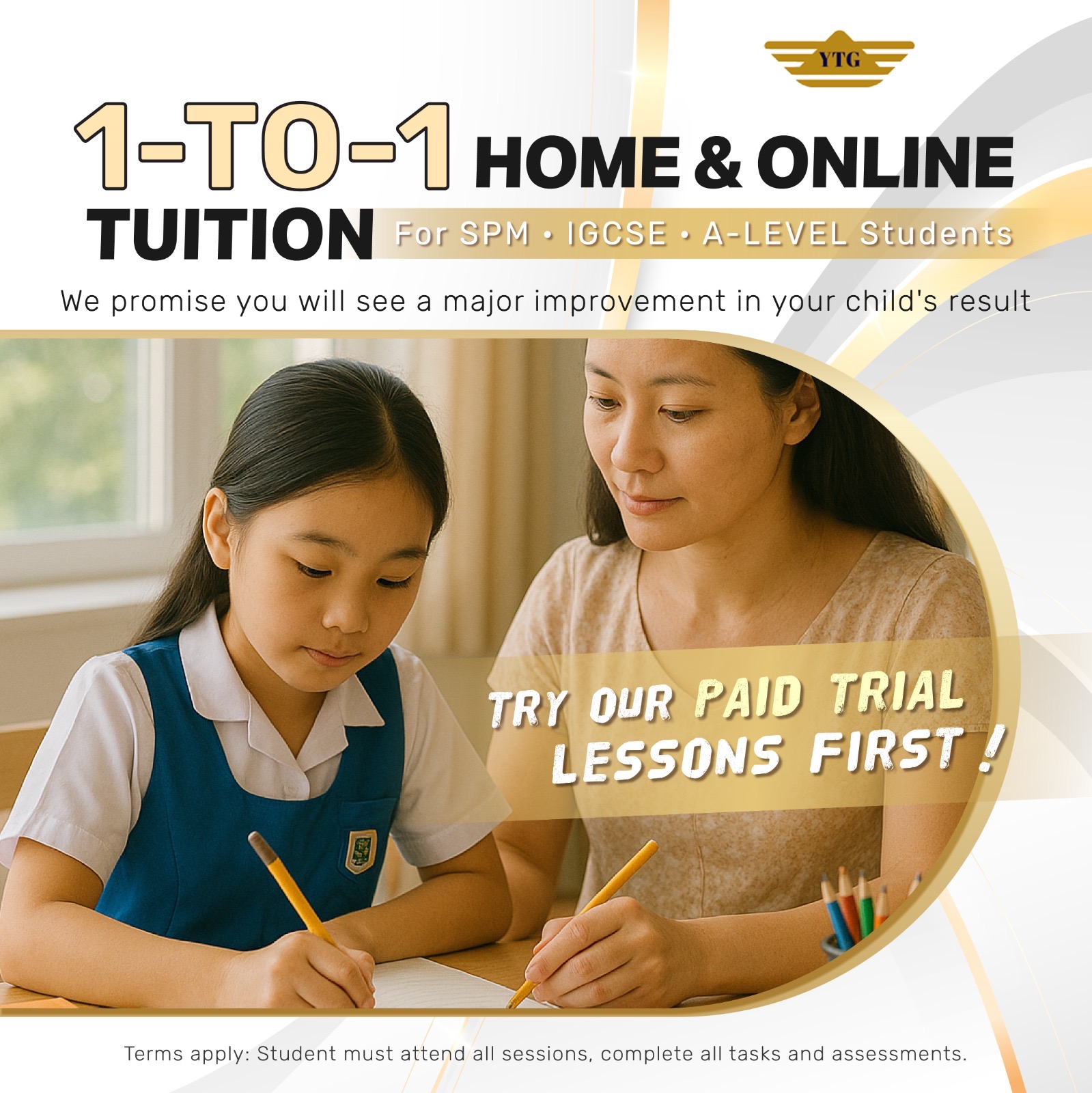 YES TUTOR GROUP MY Facebook ad: Paid Trial Lessons Available