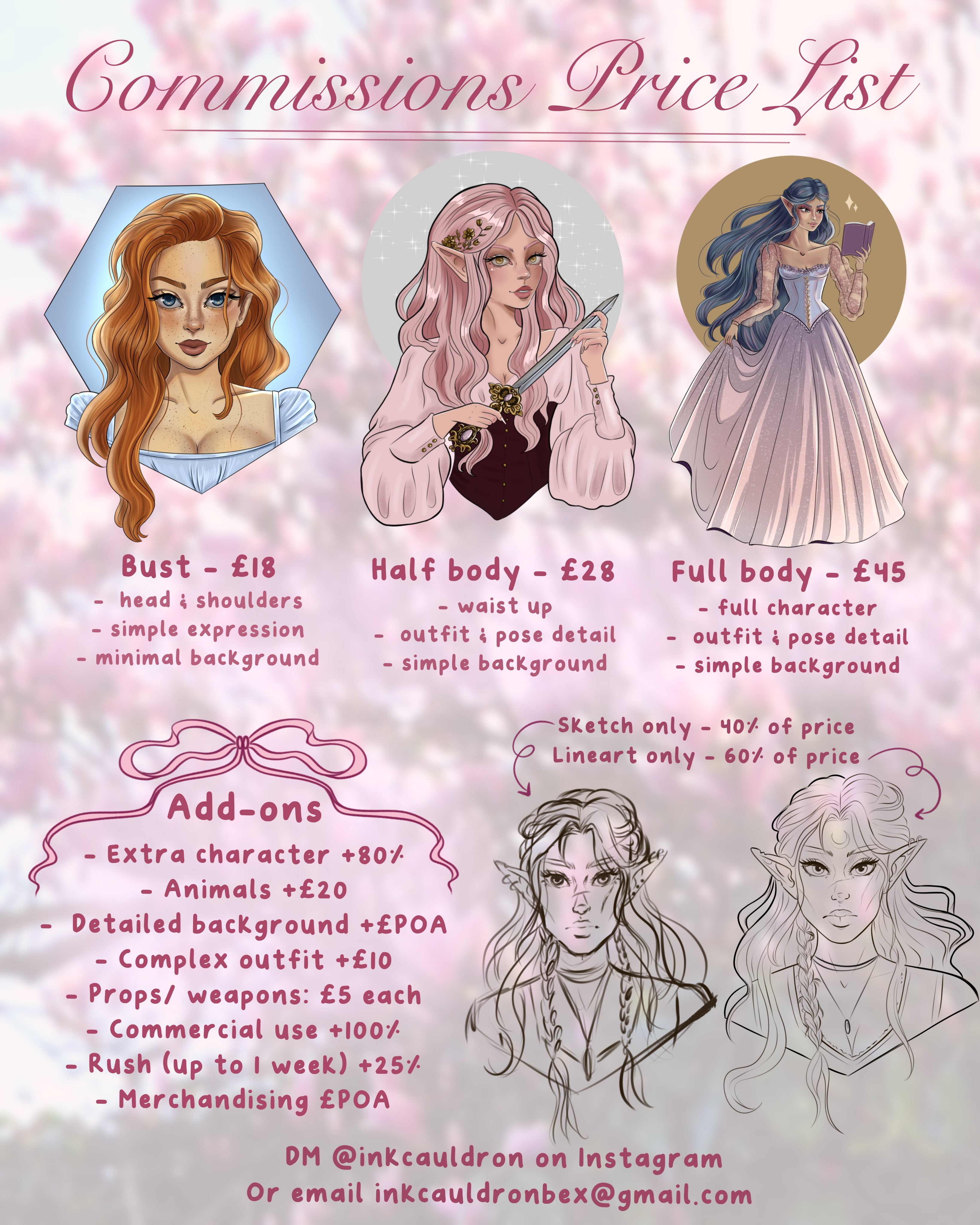 Ink Cauldron Facebook ad: Commissions are open More options are now included!