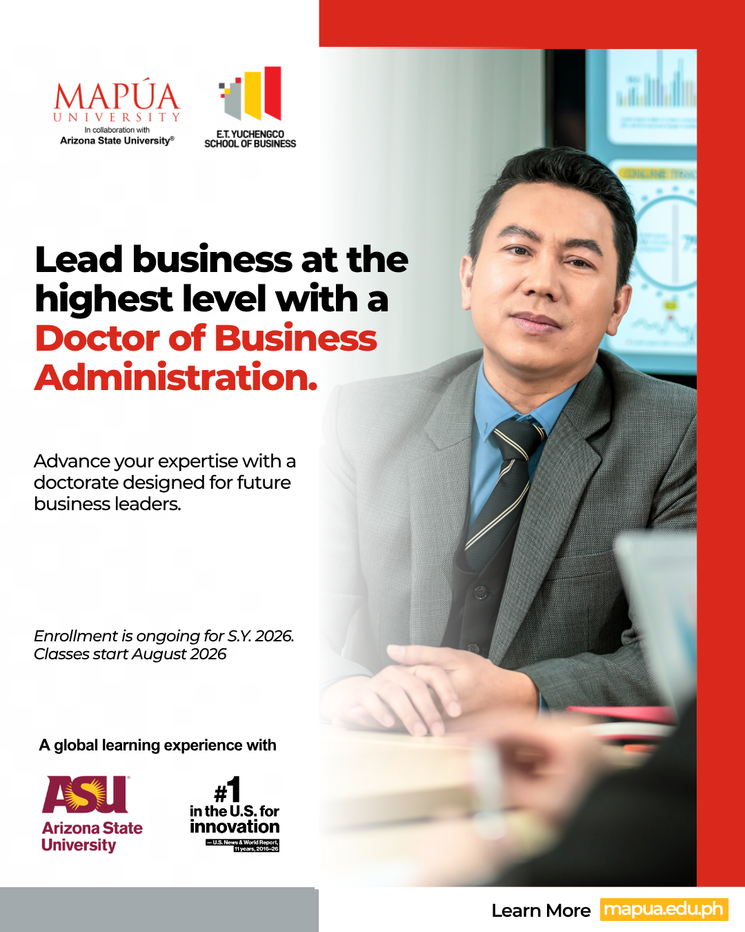 Mapúa E.T. Yuchengco School of Business Facebook ad: Advance your expertise with a DBA