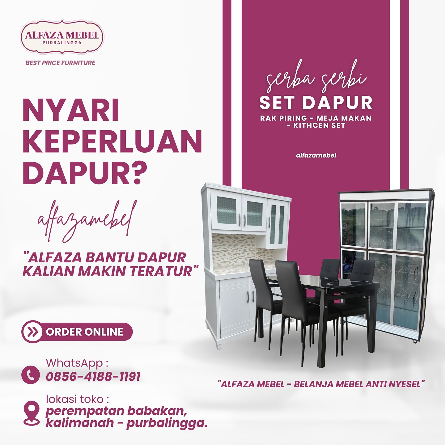 Alfaza mebel purbalingga Facebook ad: Dapur rapi, hati happy