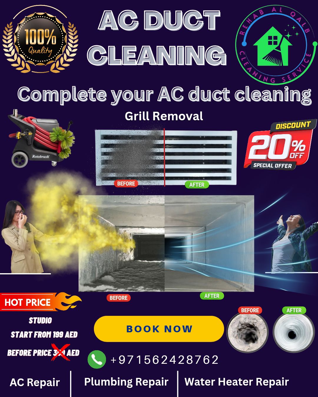Rehab AC duct cleaning Facebook ad: Cleaning your AC ducts is essential for maintaining…