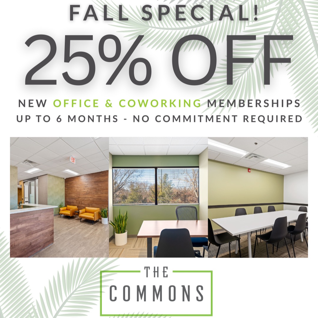 thecommonsnj Facebook ad: New members get 25% OFF all Private Office…