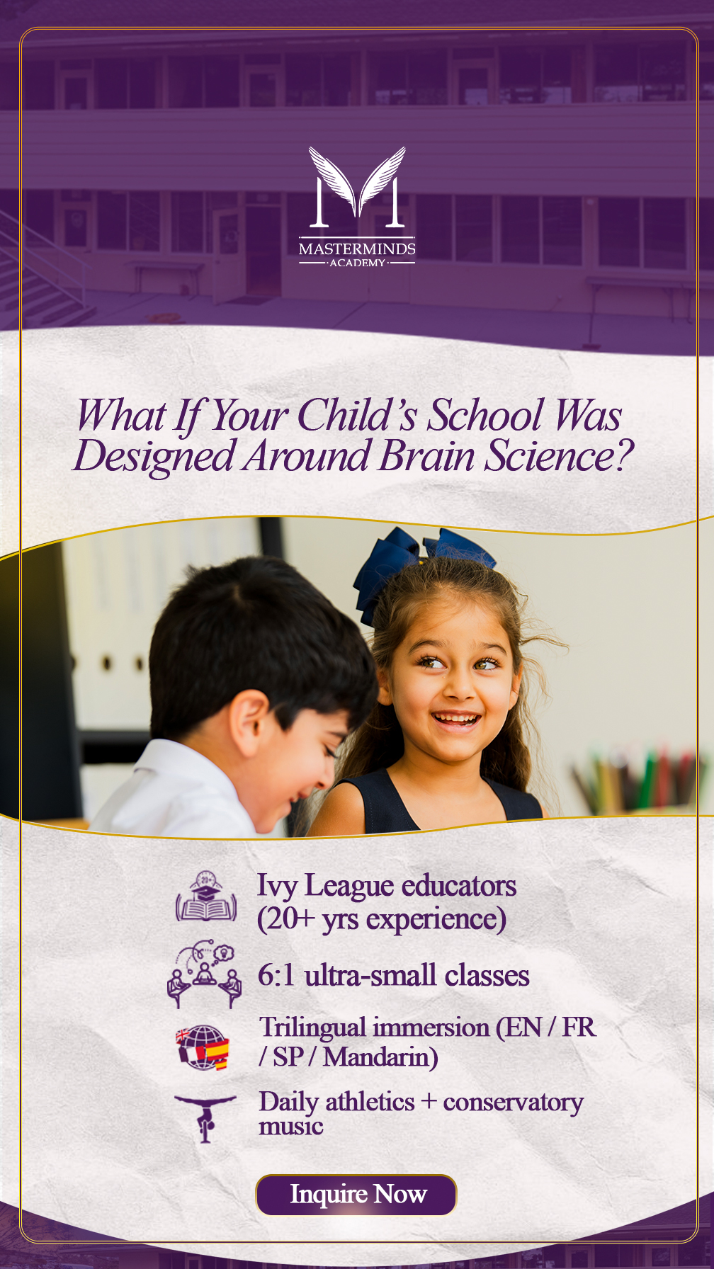 Masterminds Academy Facebook ad from Mar 10, 2026