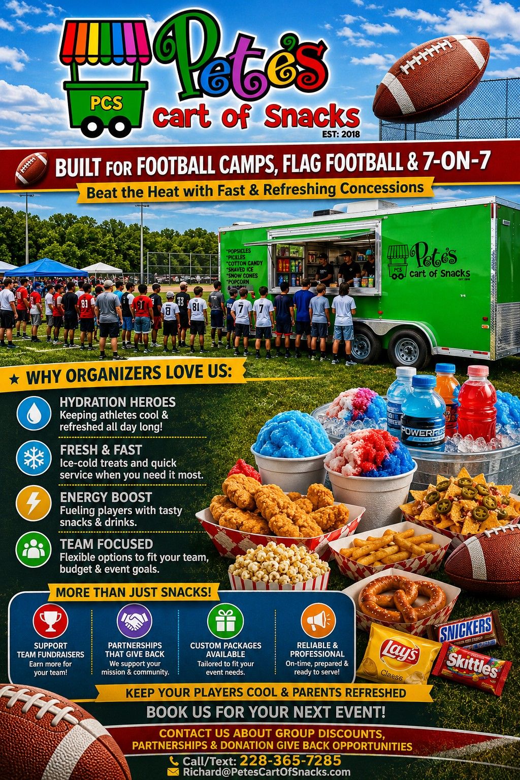 Pete’s Cart of Snacks Facebook ad: Football season is heating up… but your concessions…