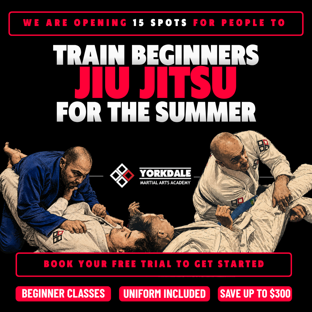 Yorkdale Martial Arts Academy Facebook ad: BOOK YOUR FREE JIU-JITSU TRIAL
