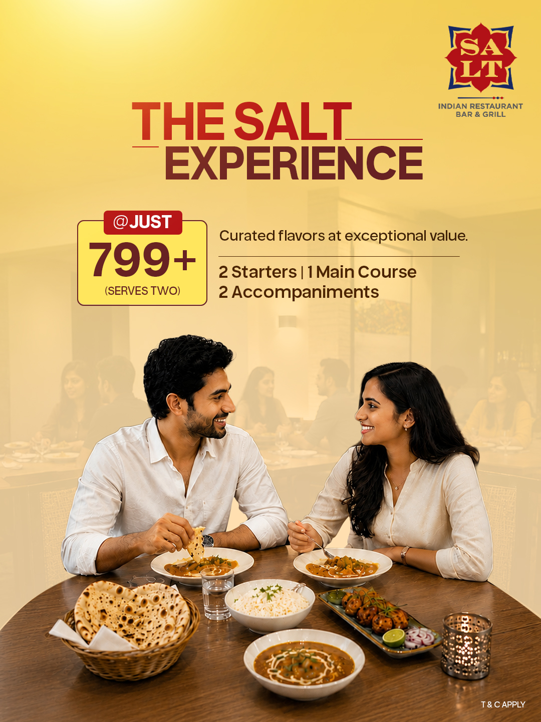 Salt Indian restaurant - Bar & Grill Facebook ad: A Refined Lunch, Thoughtfully Priced.