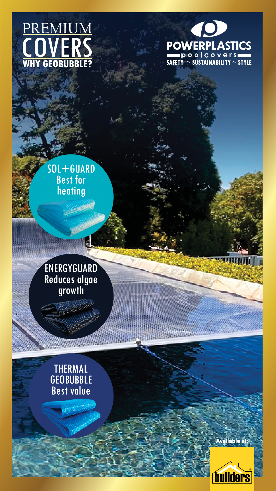 Builderssa Facebook ad: Premium Pool Covers. Better Value.