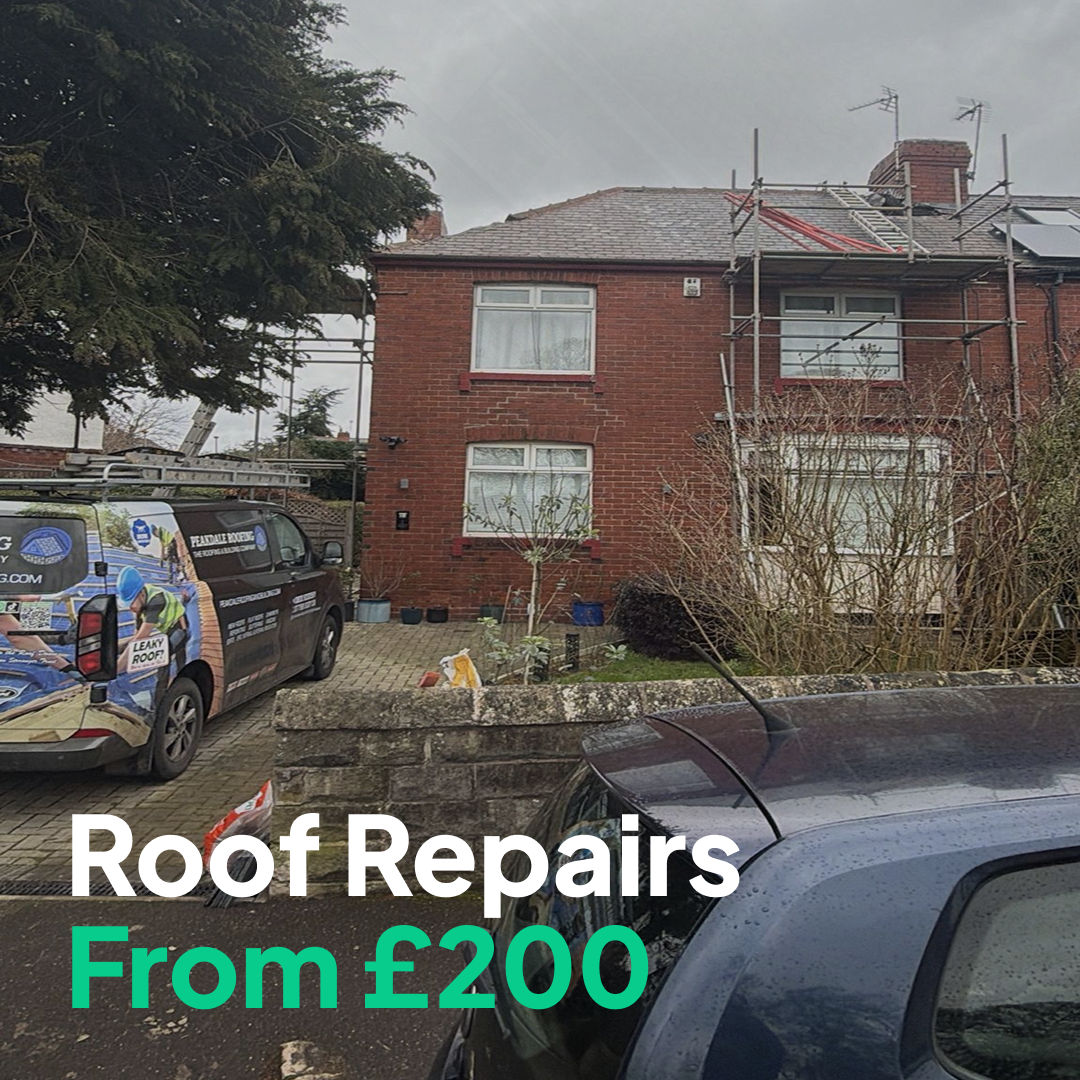Peakdale Roofing And Building Facebook ad: Damp Patch On The Ceiling?