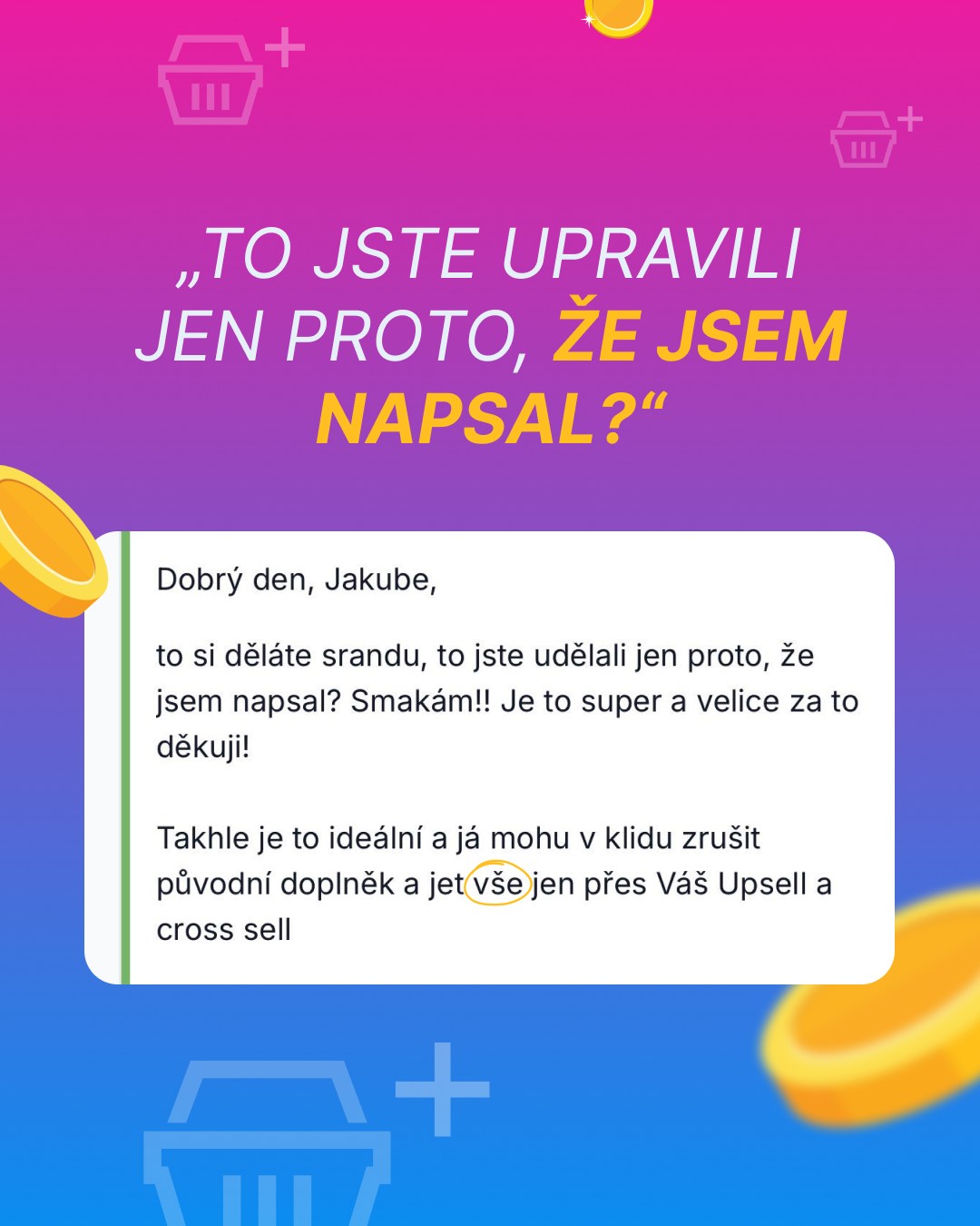 Upsell a cross sell - Shoptet doplněk Facebook ad