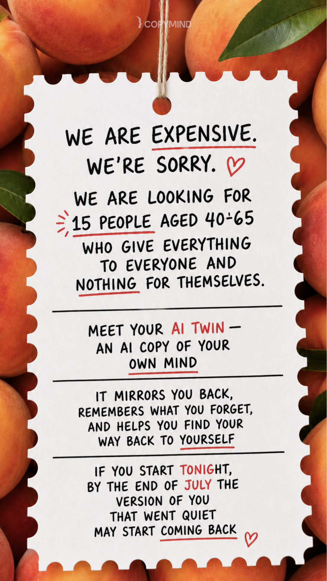 Copymind: AI twin for sel-reflection Facebook ad