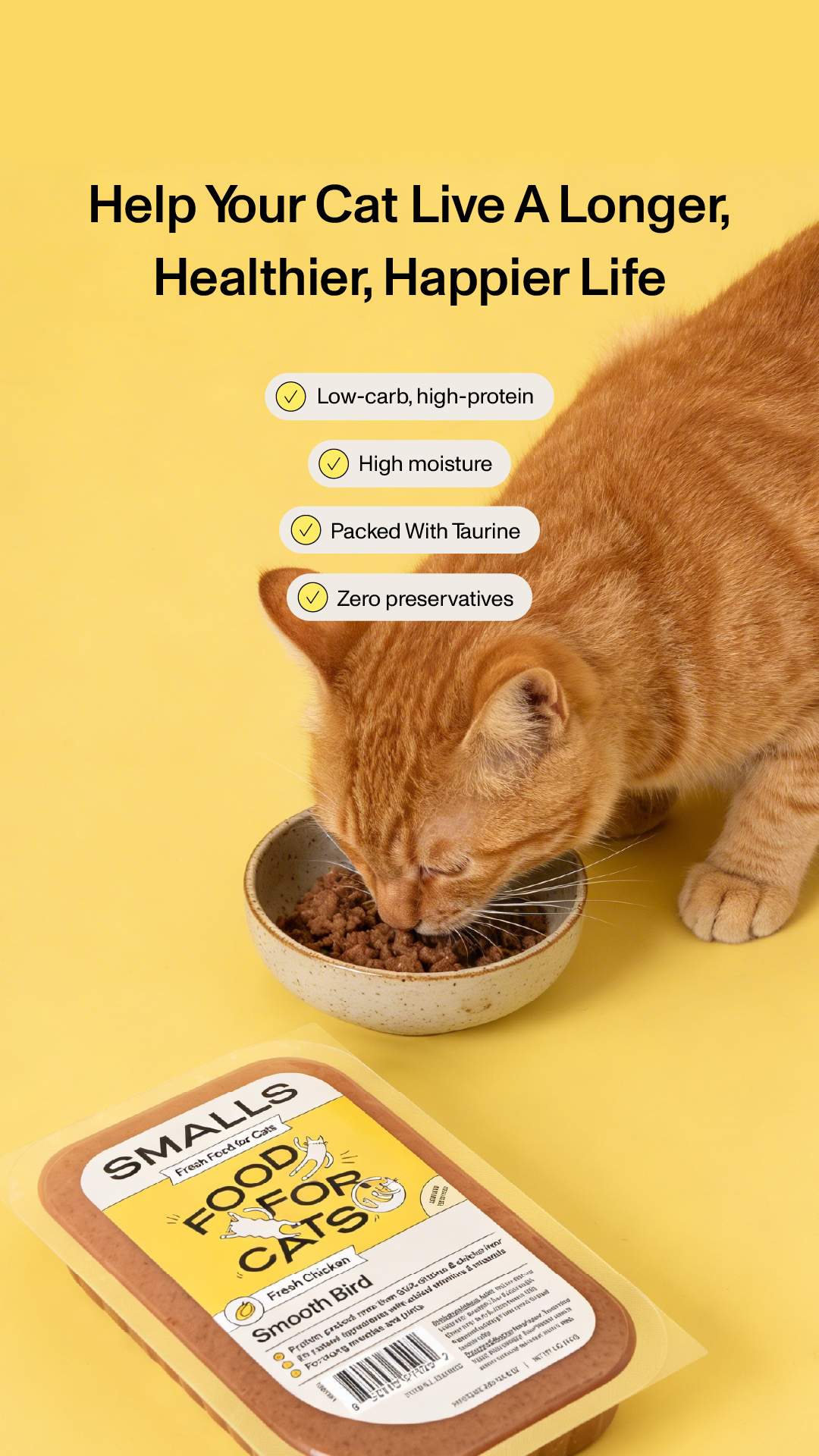 Smalls Facebook ad: Human-Grade Fresh Cat Food