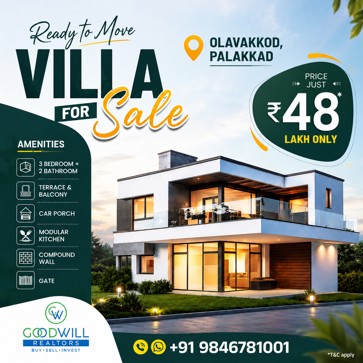 Goodwill Real Estate Facebook ad: VILLA FOR SALE