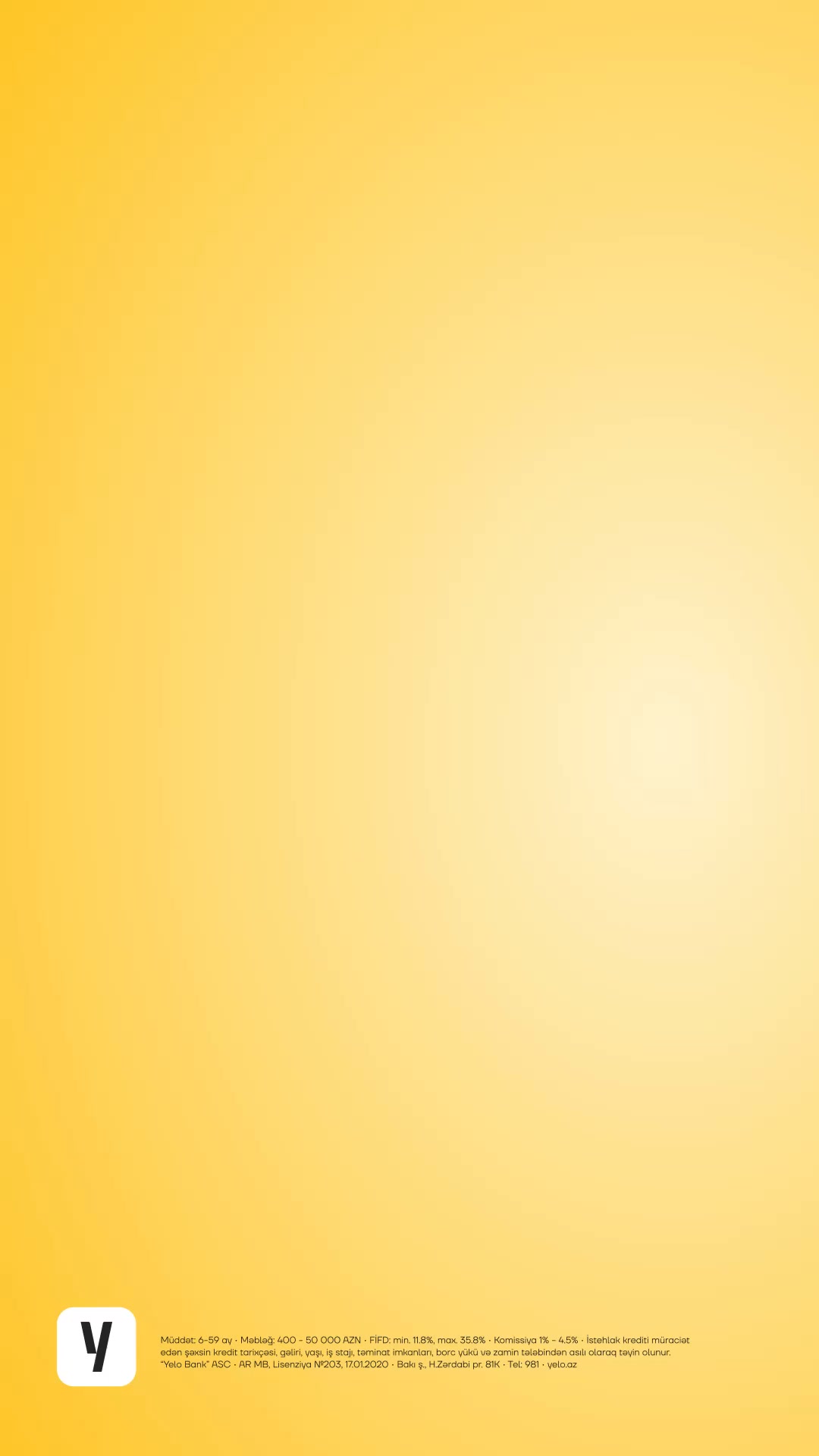 Yelo Bank Facebook ad: 8.9%-dən krediti indi al!
