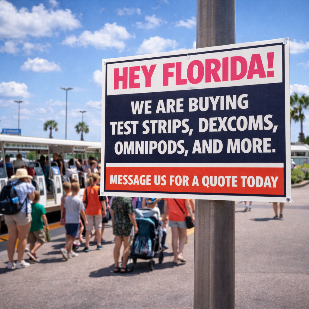 Florida Strip Buyers Facebook ad: Sell Your Diabetic Supplies Today!