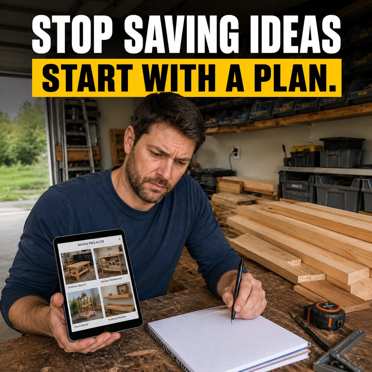 Bevis Wood Club Facebook ad: 130+ beginner-friendly woodworking plans.