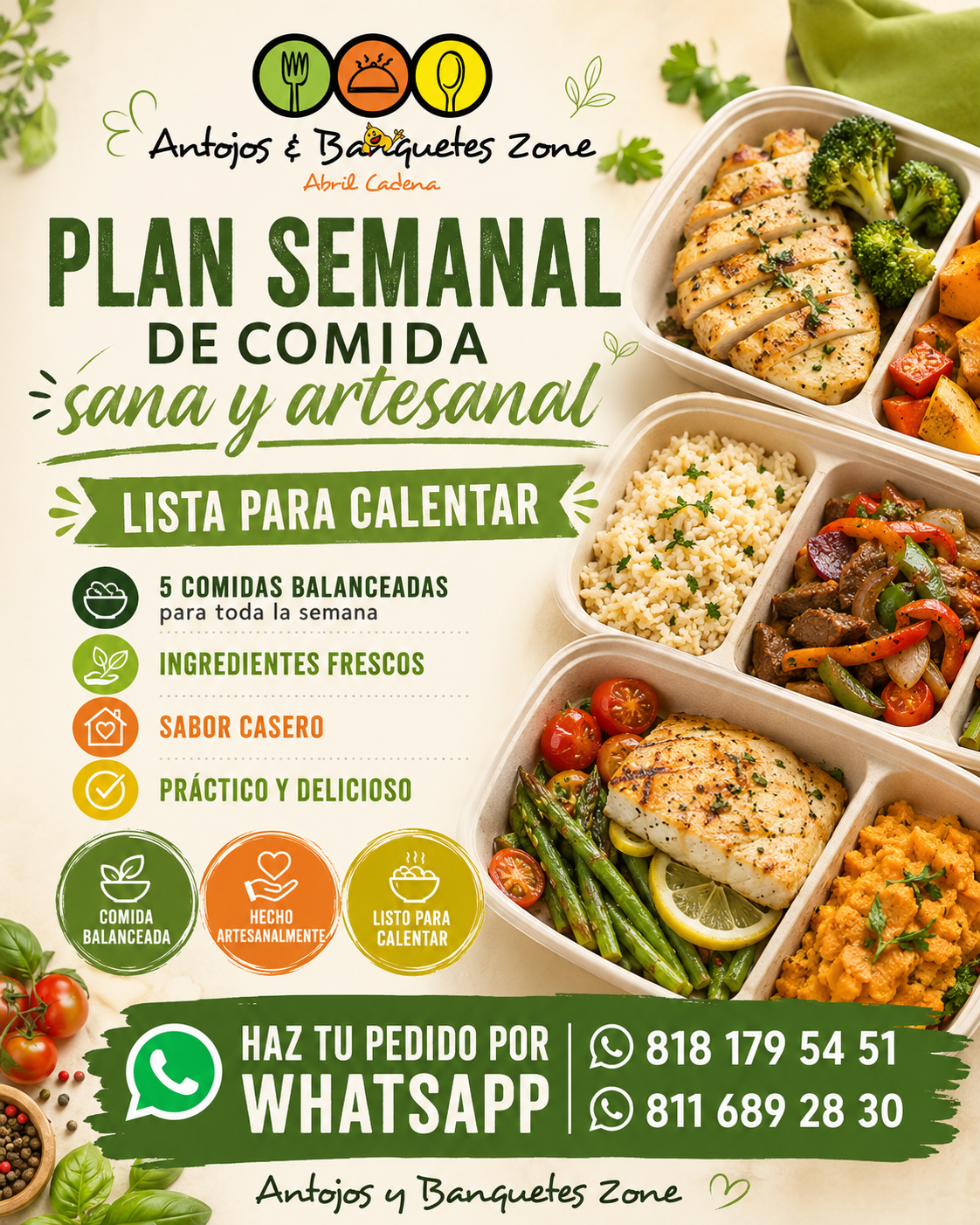 Antojos y Banquetes Zone Facebook ad: Come sano sin perder tiempo