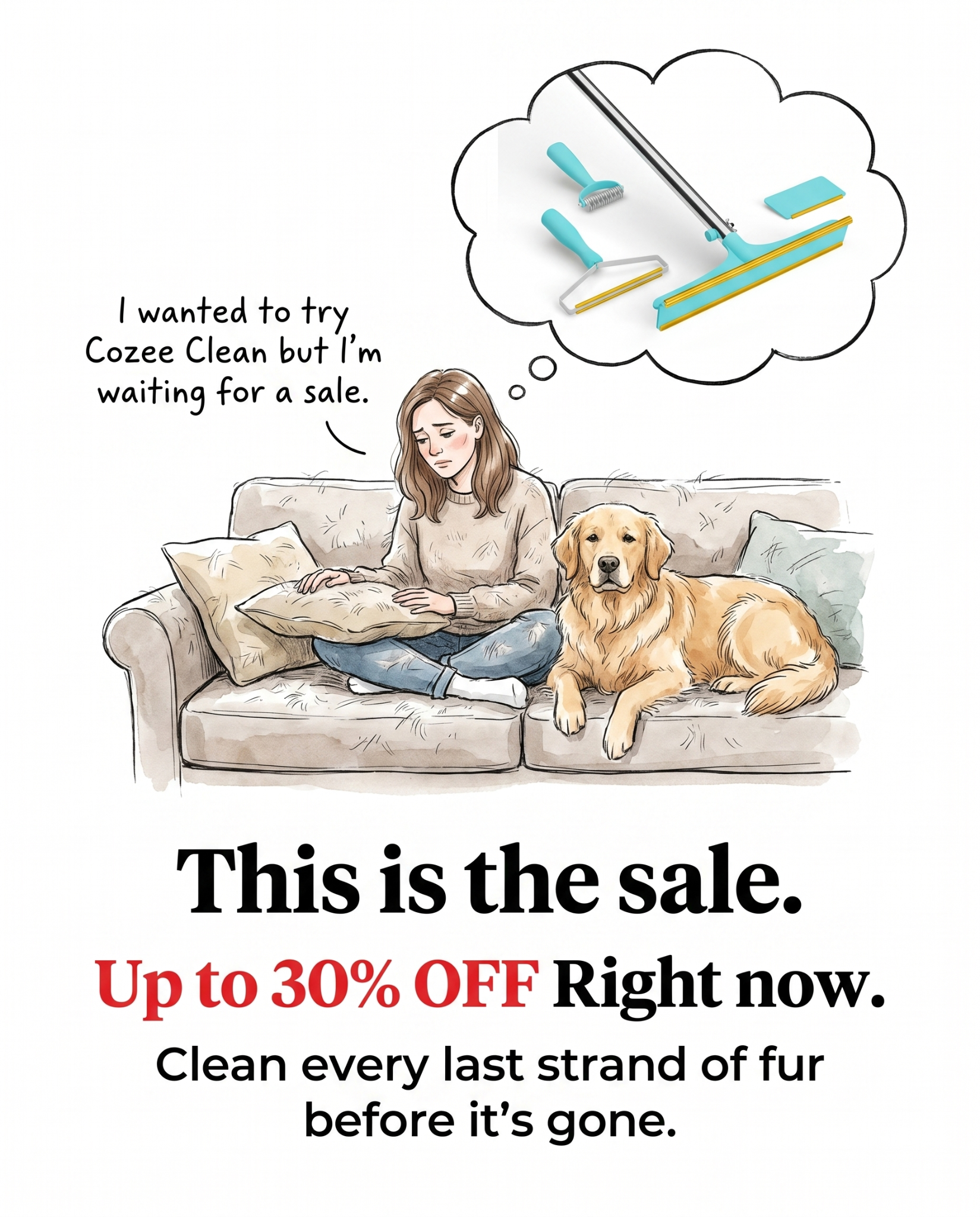 Cozee Clean Facebook ad: The #1 Pet Hair/Lint/Dust Cleaner