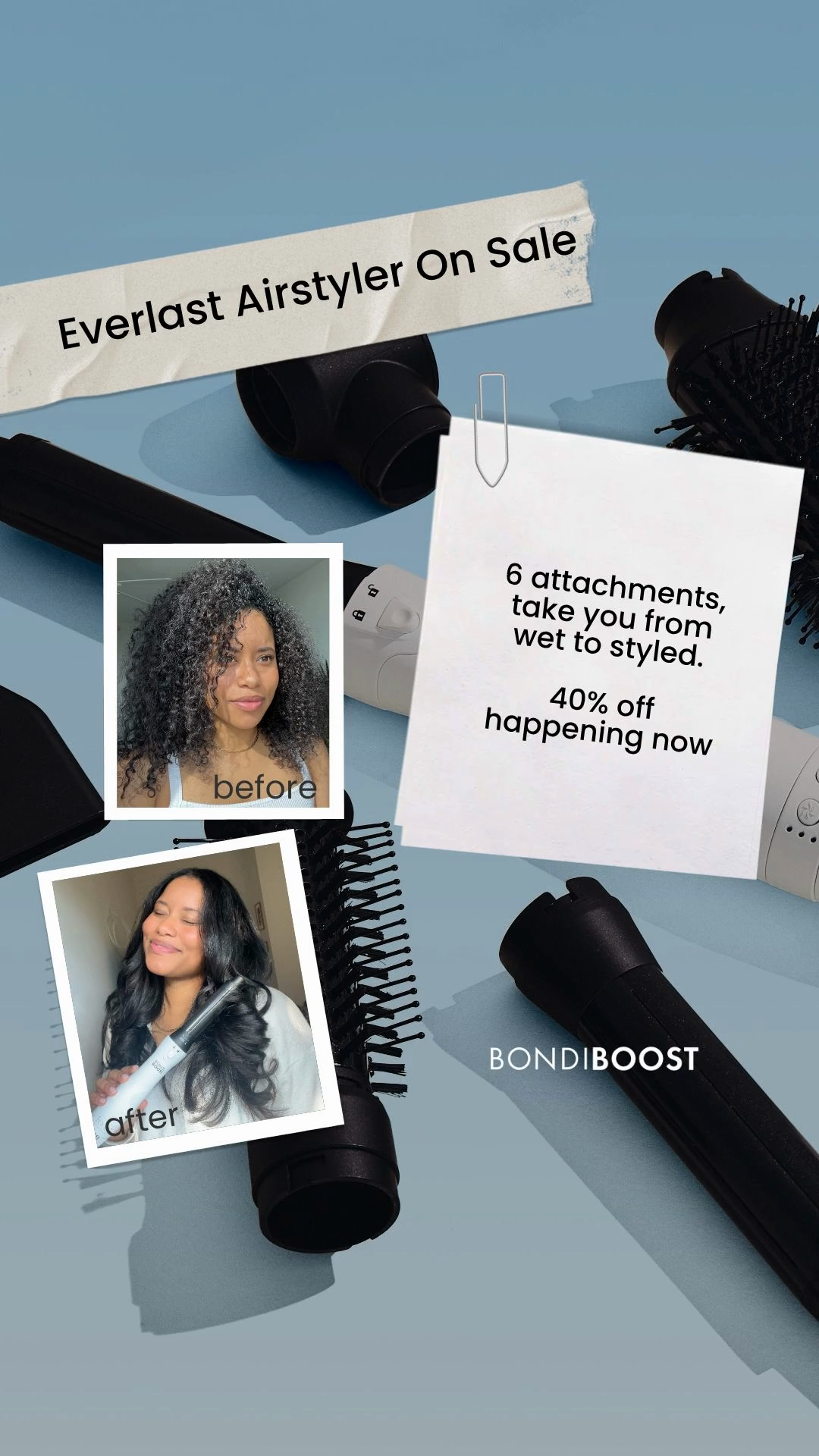 BondiBoost Facebook ad: Everlast Airstyler 40% off