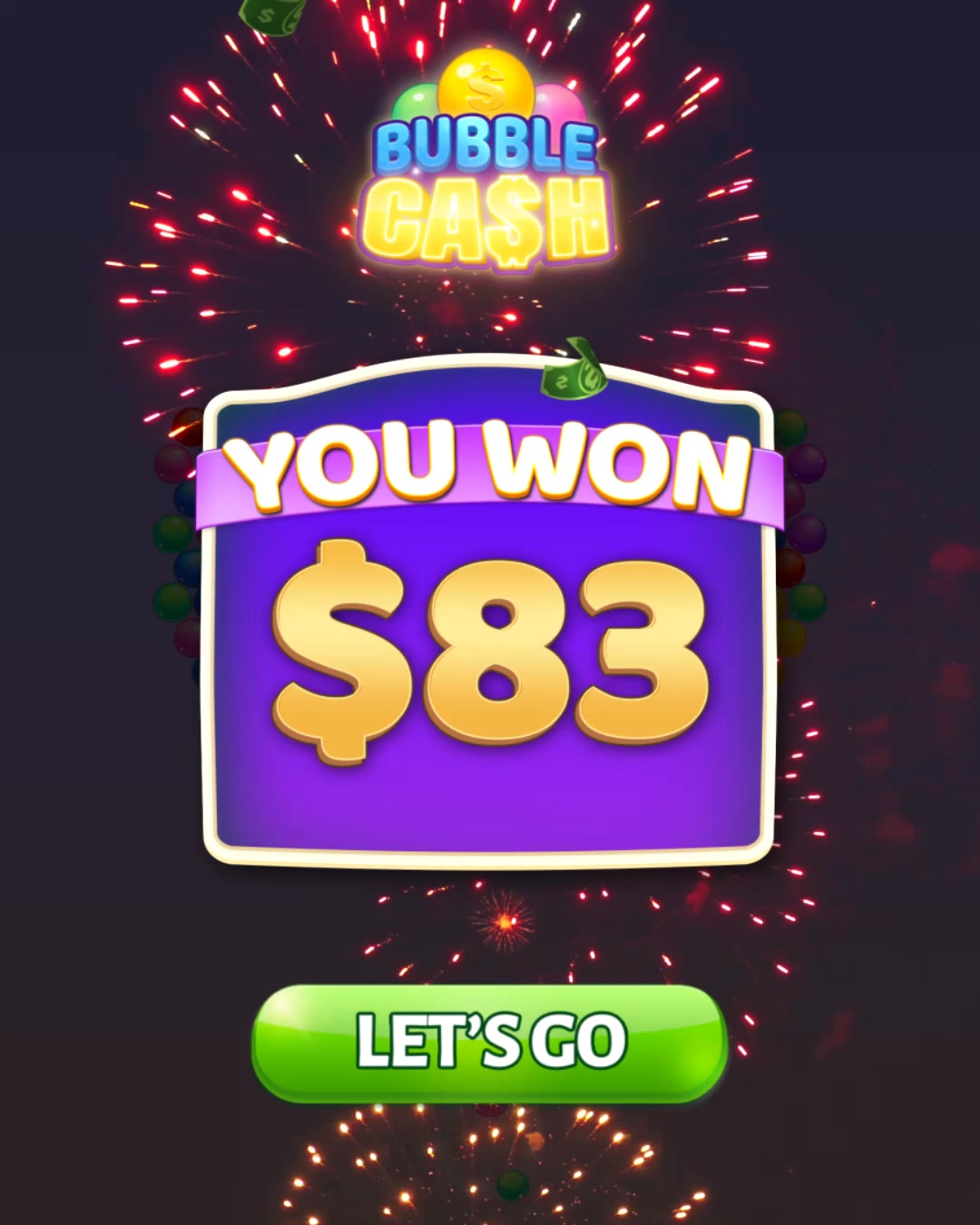 Bubble Cash Facebook ad: Play to EARN