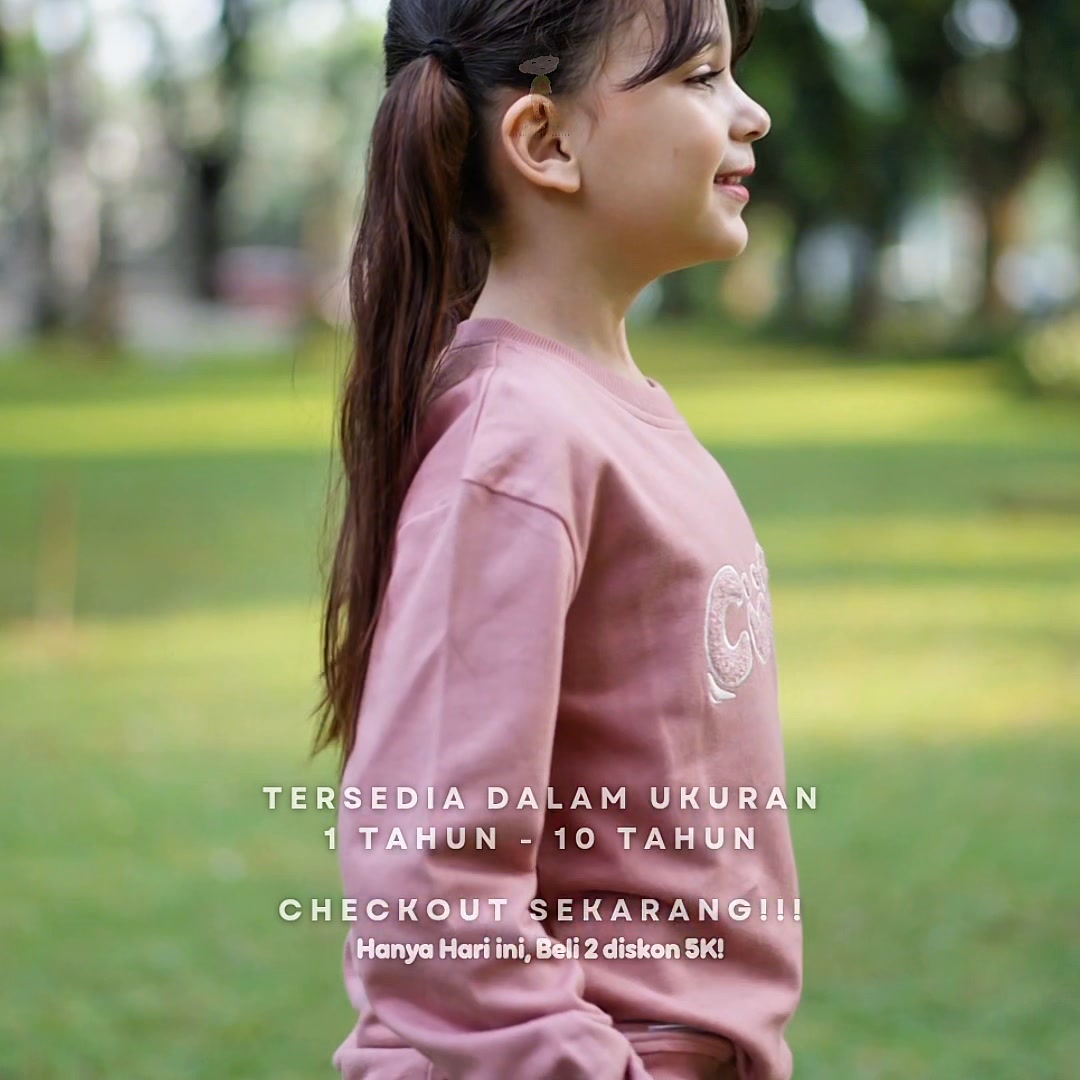 Anakakidz Facebook ad: Setelan Crewneck Dusty Rose, Cute & Comfy