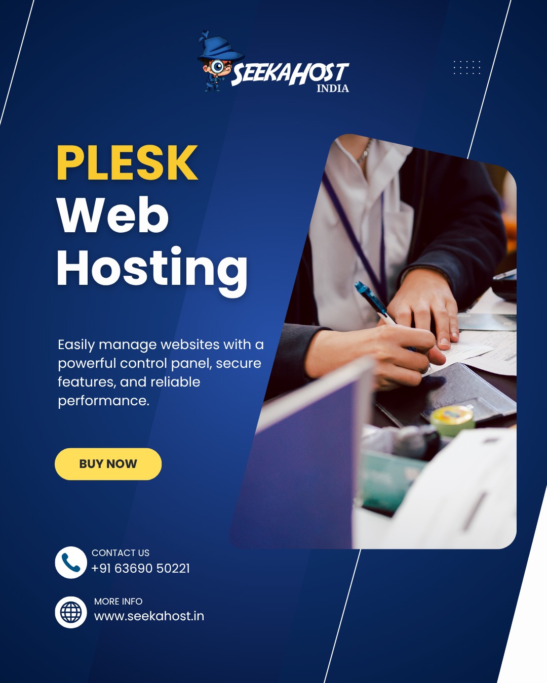 SeekaHost India Facebook ad: Say goodbye to hosting stress!