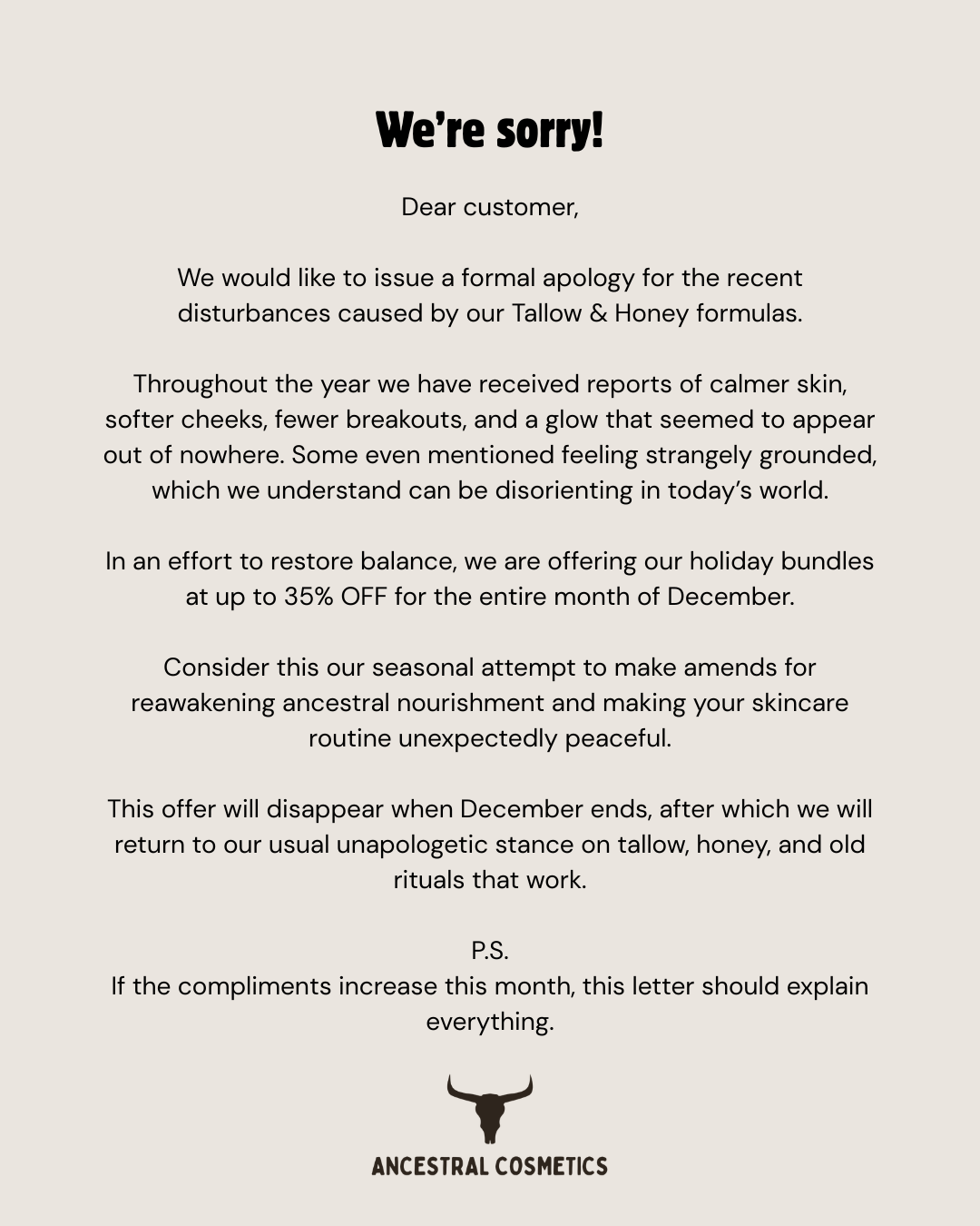 Ancestral Cosmetics Facebook ad