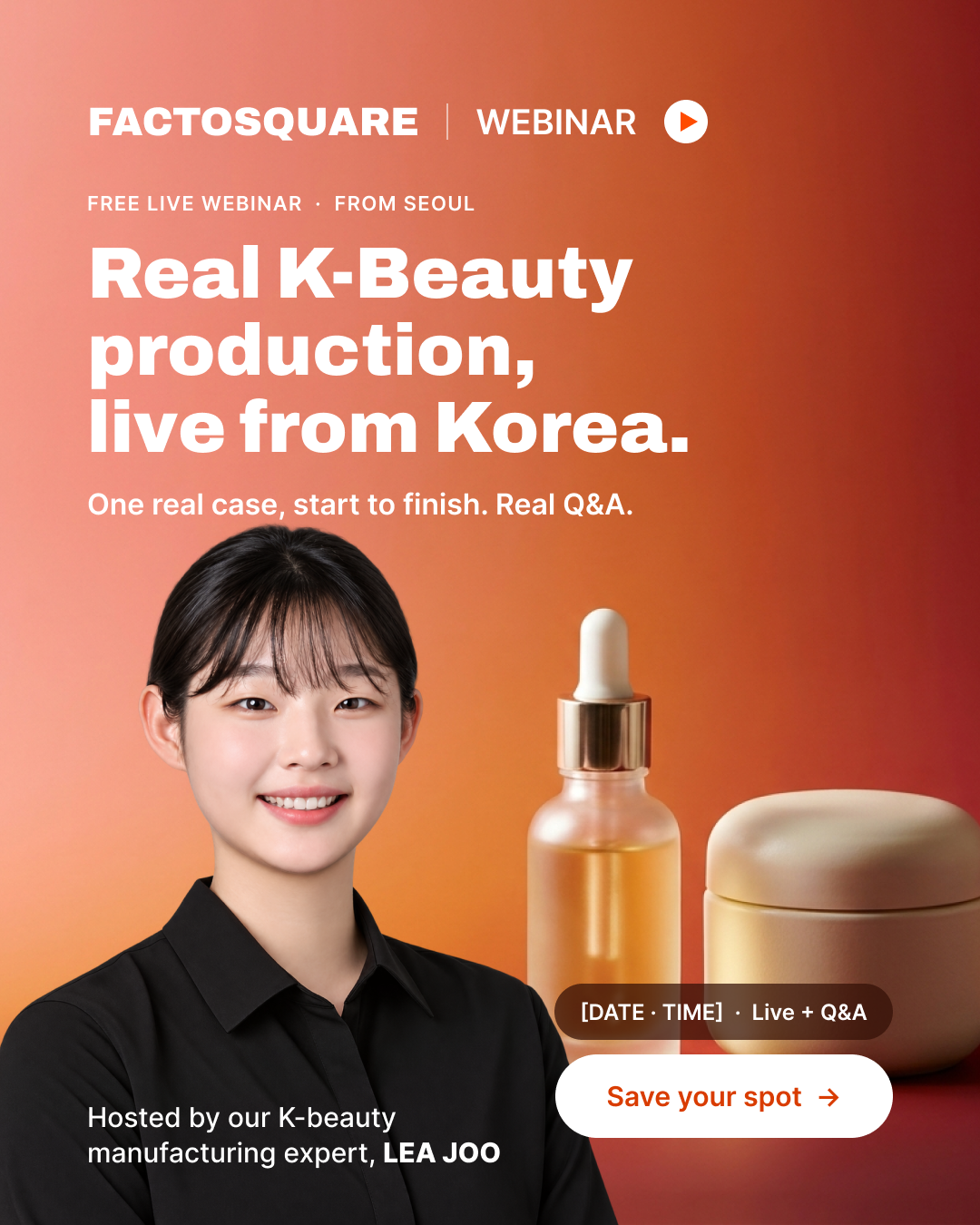 Factosquare Global Facebook ad: K-Beauty Manufacturing 101 · Luma