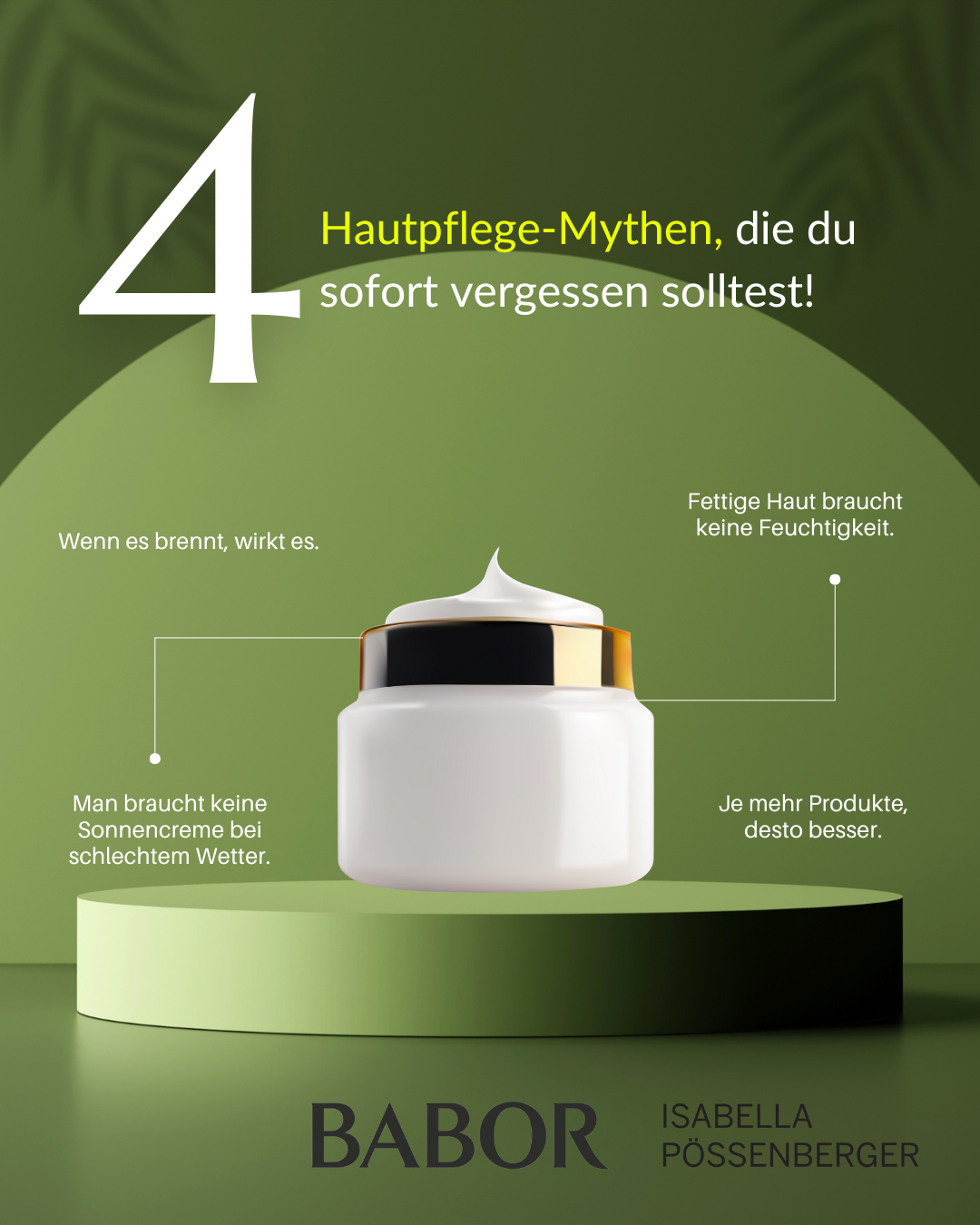 BABOR Isabella Pössenberger Kosmetik Massage Fußpflege Facebook ad: Mythos vs. Wahrheit: Was deine Haut wirklich braucht