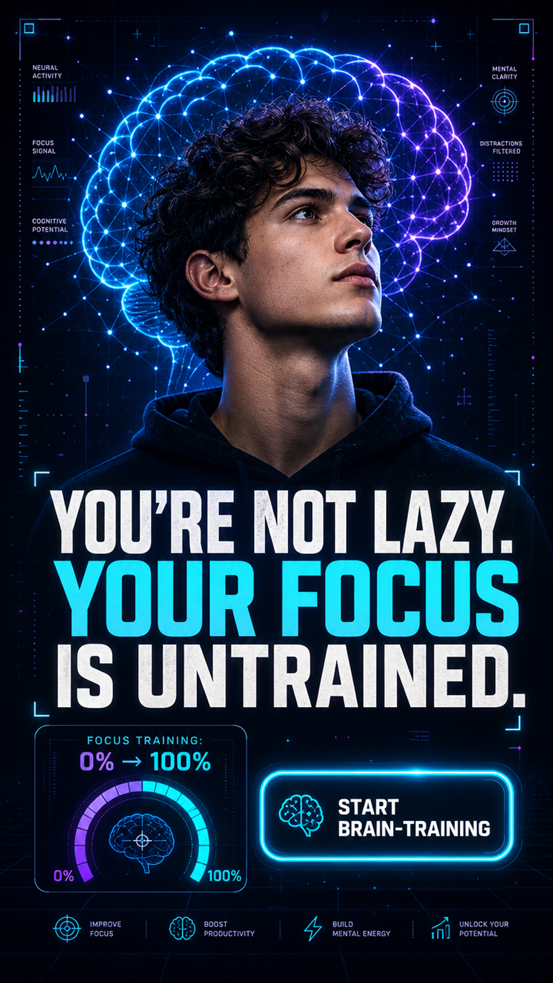 Boost Your Cognitive Performance Facebook ad: Take 3-minute quiz
